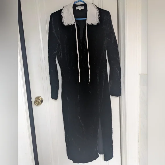 Sweet Baby Jamie Black Collared Velvet Dress Size XL Jamie Mizrahi - Picture 11 of 16